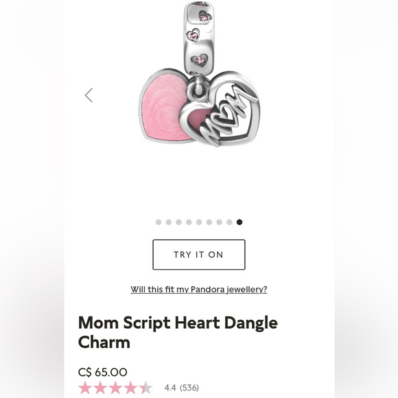 💗BEAUTIFUL PINK DANGLE CHARM W/SILVER MOM SCRIPT-FiITS ALL PANDORA BRACELETS 💗 - Picture 2 of 6